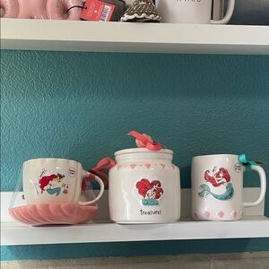 Rae Dunn Princess Ariel Mugs and Canister Set -